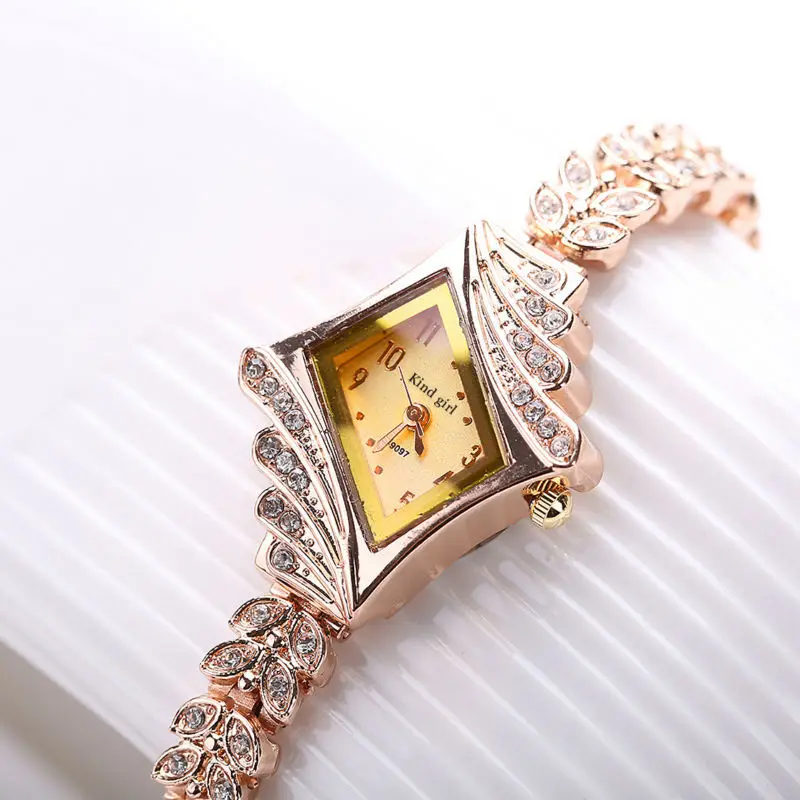 Vogue Fashion Алмазный Квадратный Леди Смотреть Дамы Камень Браслет Часы