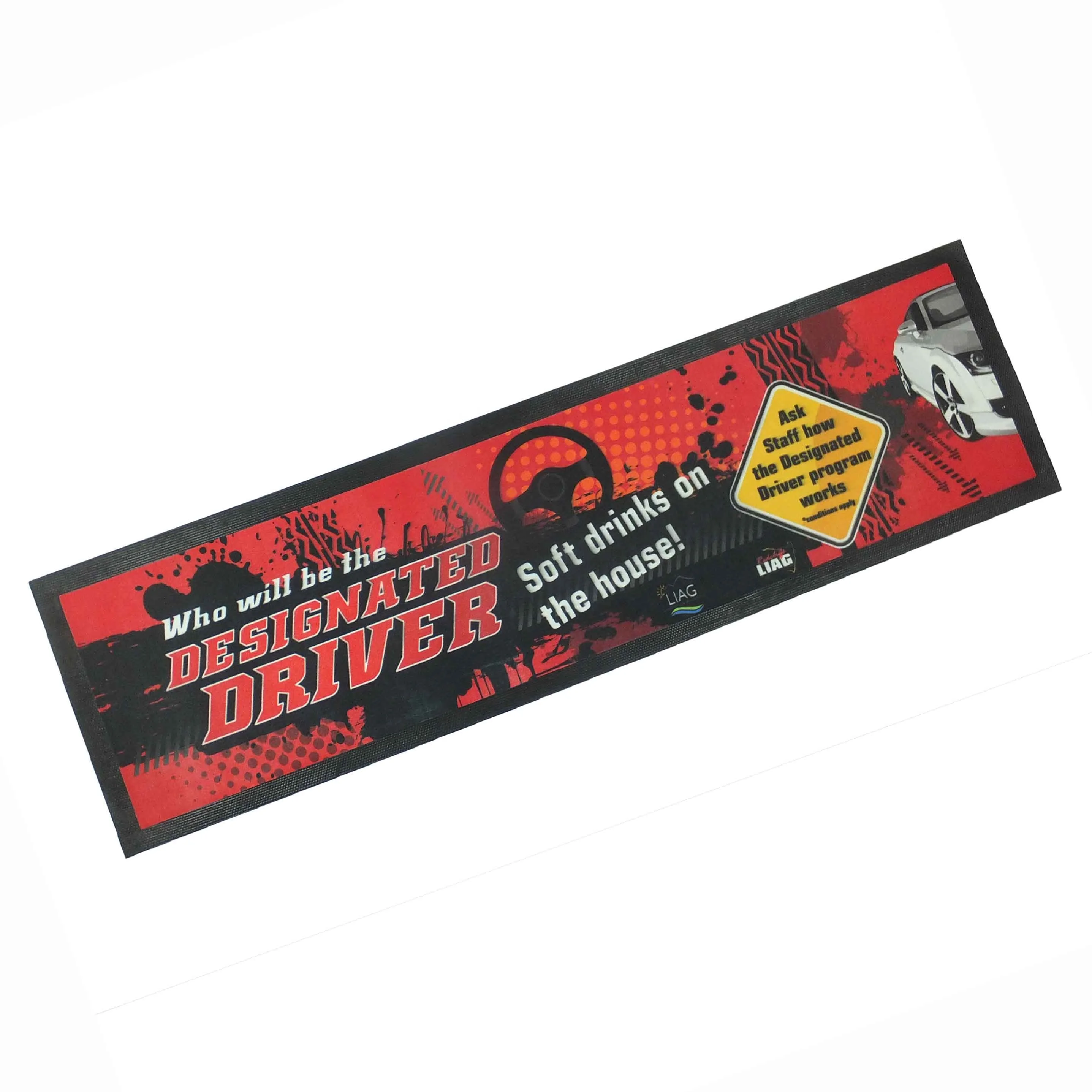 custom branded logo promotion printed rubber bar counter drinking mat bar mat gift beverage manufacture glass bar runner mat
