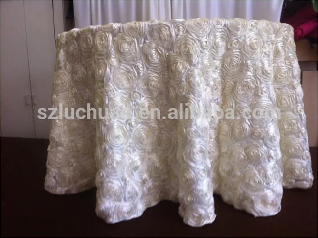 Elegant Round Taffeta Rosetta Table Cloth Wedding Table Clothe Flower Rosette White Rectangular Table Cloth