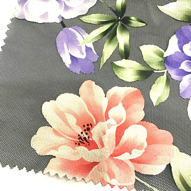 Fashion pattern 100% Polyester 3D Foil Printing Mesh Digital Foil Printed Fabric