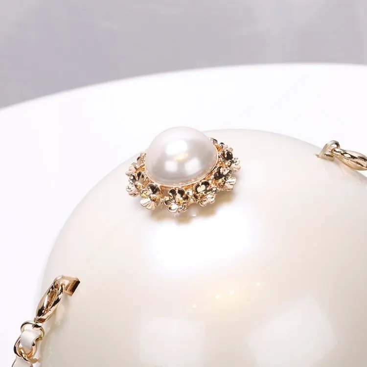 Ladies Big Pearl Round Ball Hard Case Wedding Bridal Party Evening Bags Clutch Bag Small Purse