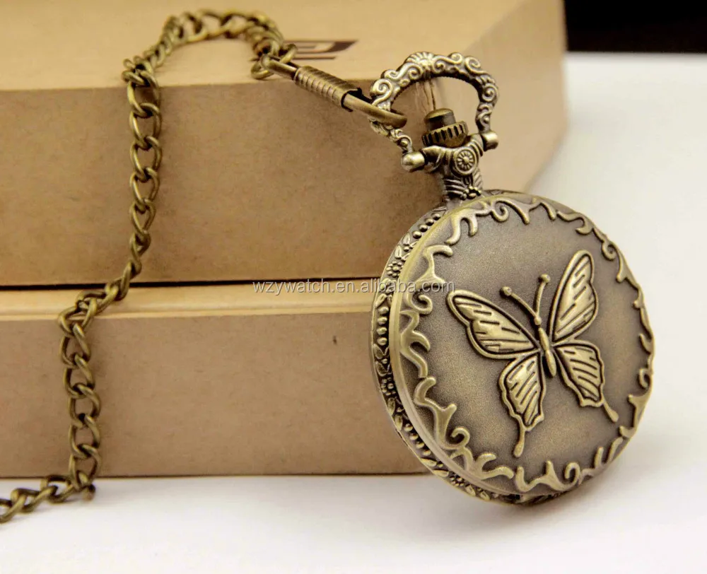 Antique Pocket Watch Butterfly pendant for women Factory direct sales