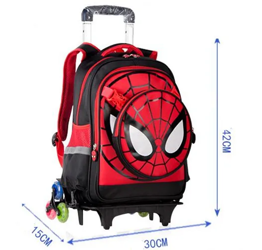 
Quanzhou Cartoon Detachable Children Trolley School Bag With Three Wheel Spiderman Trolley Backpack 