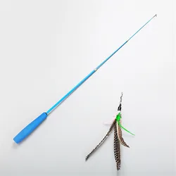 retractable cat toy wand stick cat teaser toy with feather