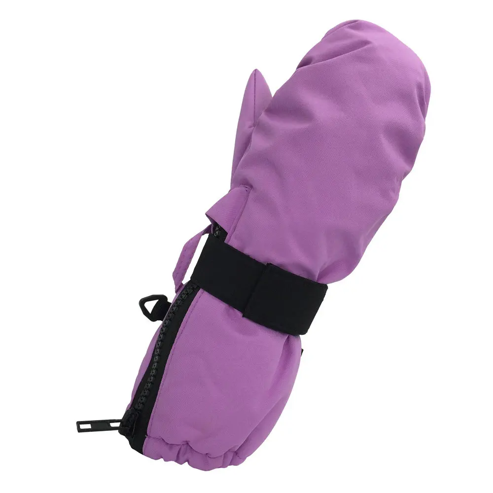 Purple Waterproof Sports Ski Mittens For Girls
