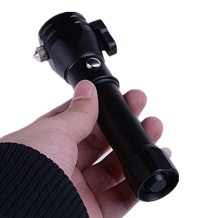 Windows breaker Safety Hammer Car emergency 18650 Rechargeable Torch light,Swat Tactical Led Self defense Flashlight