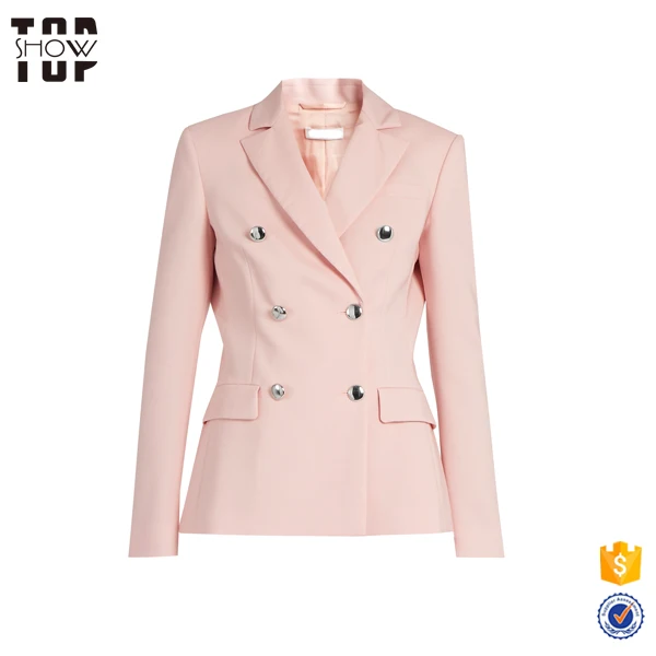 Latest Plain Custom made blazer women pink double breasted ladies blazer