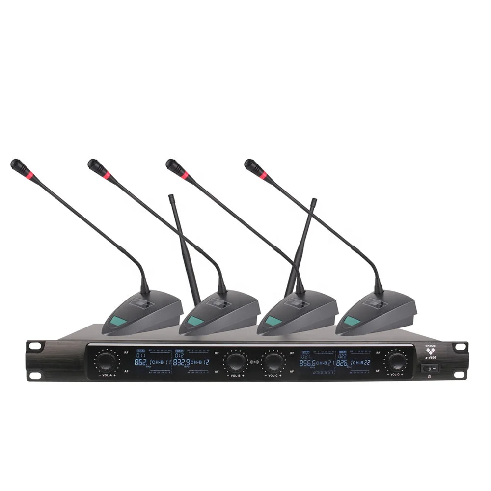 EPXCM/X-4600  ODM/OEM Professional 4 channel  handheld wireless moving coil microphone For Church  Home  Karaoke  Meeting