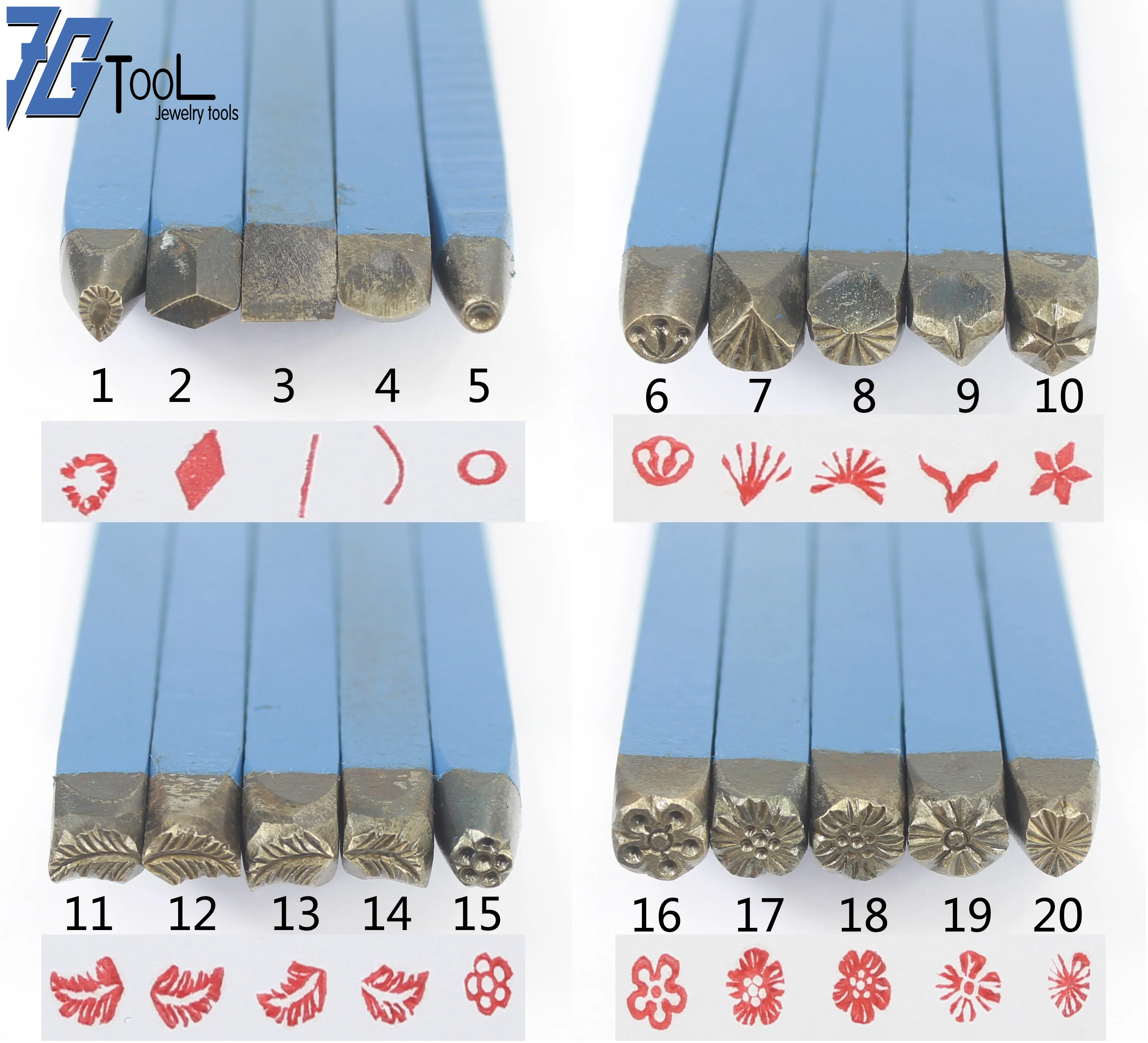 20 pcs Jewelry Metal Stamps Flower Moon Heart Symbol Leather Punch Die Craft LOGO Stamping Tools Steel Metal Tool