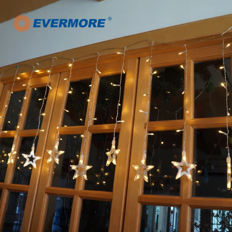 Evermore Outdoor Cheap Decorative LED Star Window Curtain Lights For Wedding