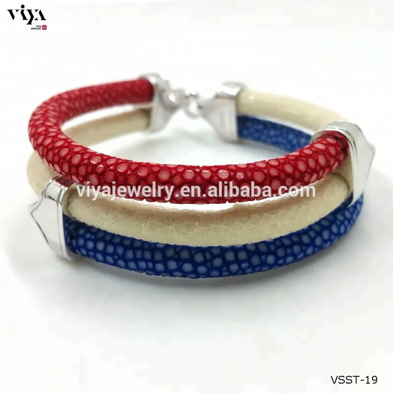 Three Straps Handmade Stingray Bracelet Men Jewelry Fashion men accessories