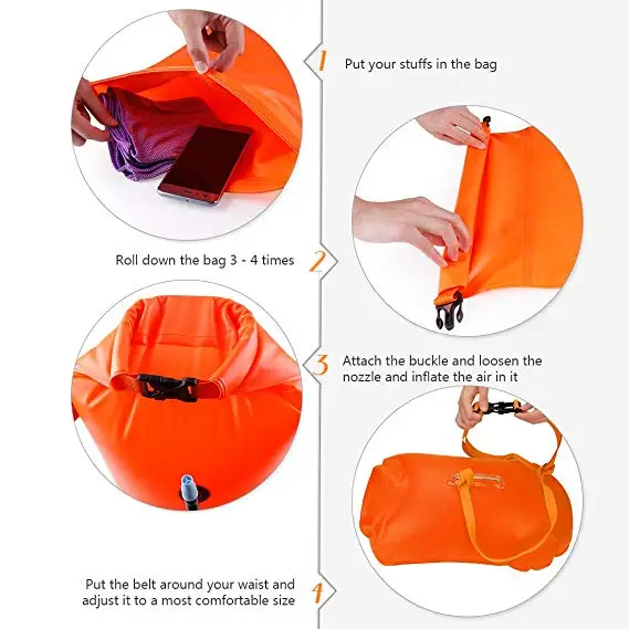 
MARJAQE Orange Inflatable Buoy In the Sea Safety Swim Training Buoy Storage Open Water Swimming Buoy 
