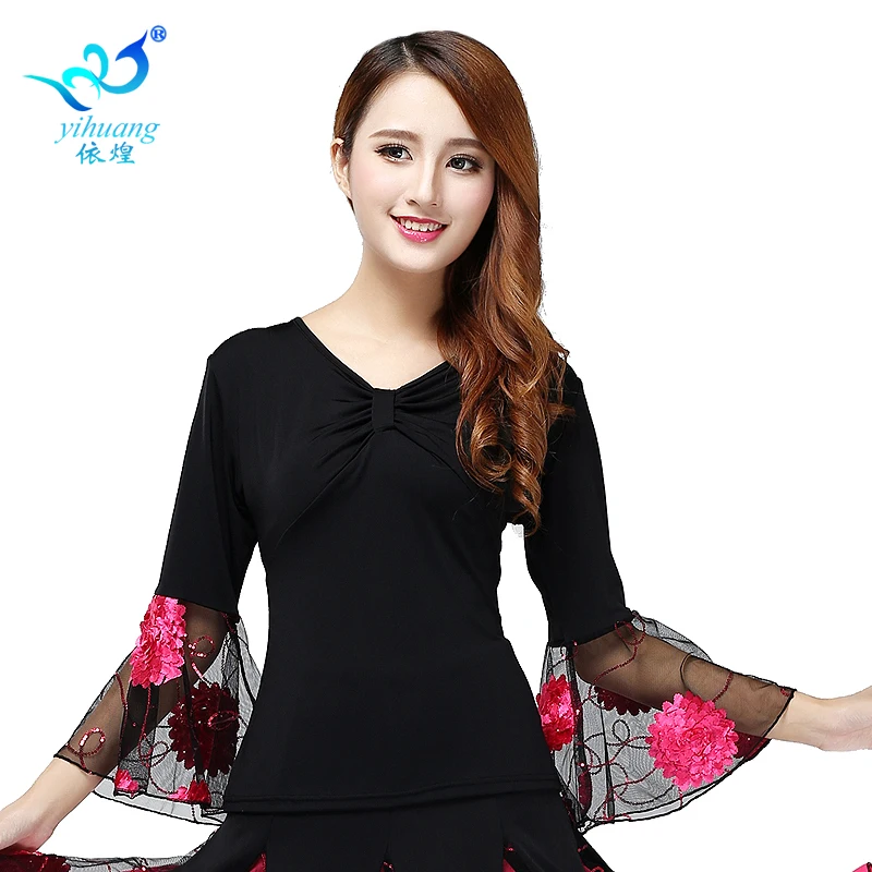 Factory Wholesale Cheap Women Girls Sexy belly dance Salsa Cha cha Rumba Practise Wear/Costume Ballroom Latin Dance Tops