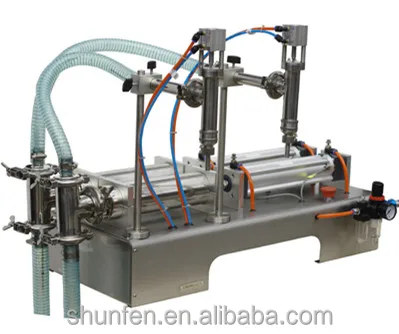 Small Semi-auto Piston Double-head Honey Filling Machine (pneumatic liquid filling machine, soap filler, oil filling machine)