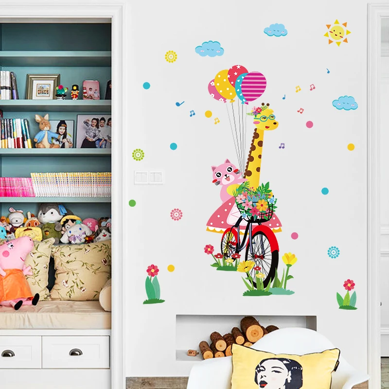 
Giraffe cat window PVC sticker kids room decor 3d wall stickers door wall sticker 