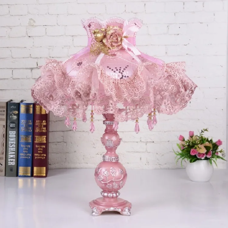 Wholesale Modern Retro pink Light Round Base Table Lamp for Hotel Bedroom