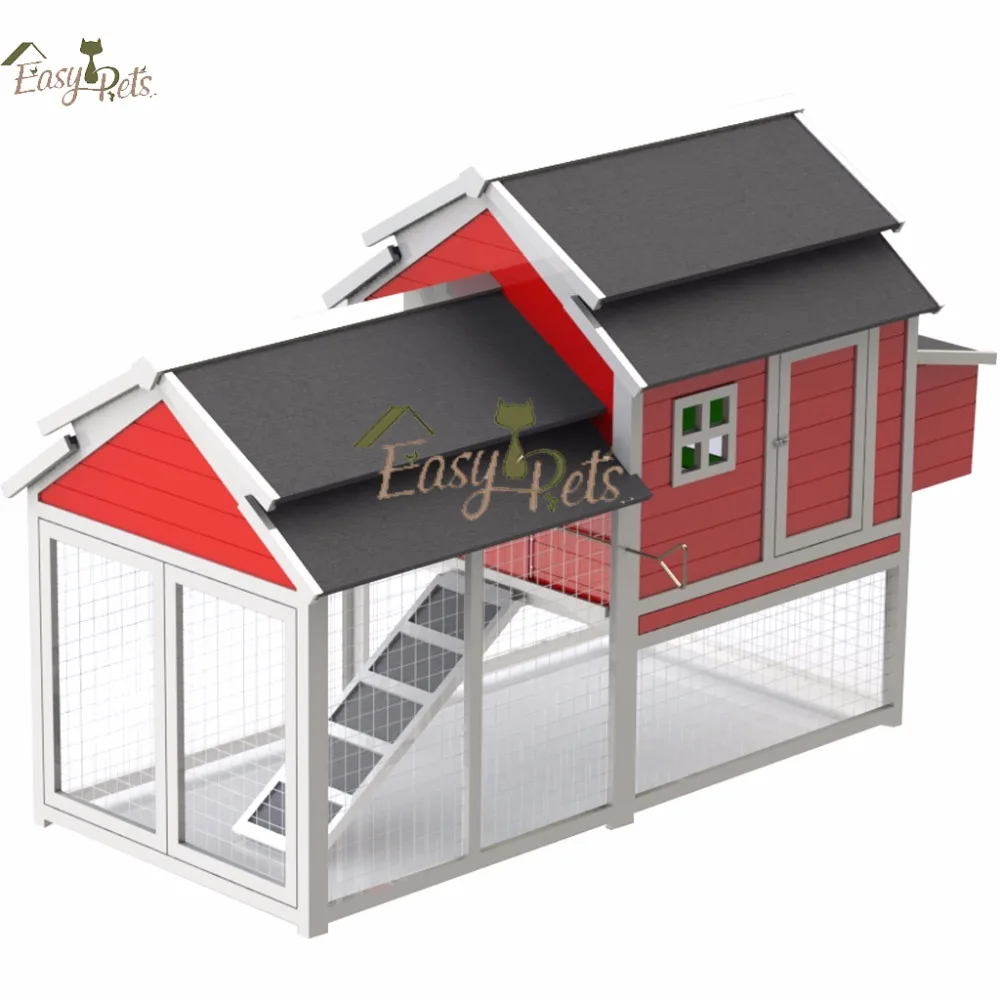 Large Coops Wire Door Waterproof Pet Ramp Cages Hen House For 4 6 chickens Wooden industrial large Chicken Coop with red color
