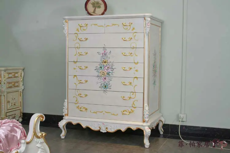 hand carved wood antique chest - home furniture chest of eight drawers