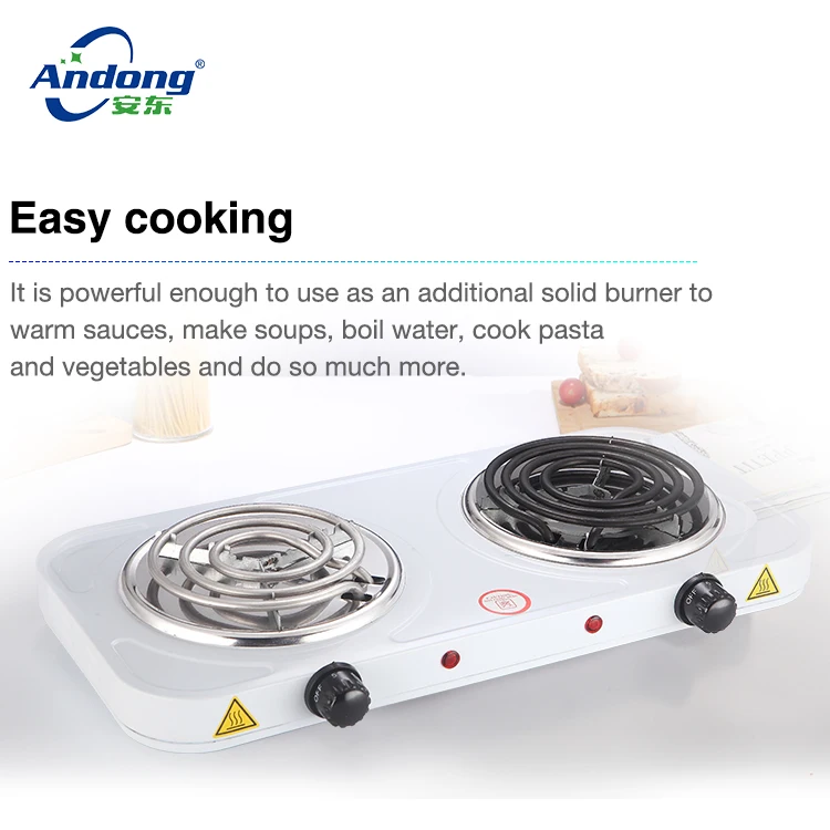 Double burner electric coil hot plate