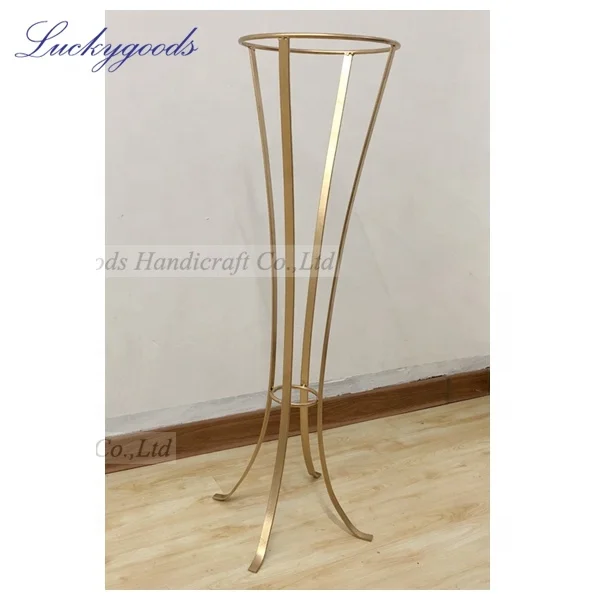 LDJ757 light gold personalized metal flower vase stand for wedding centerpieces
