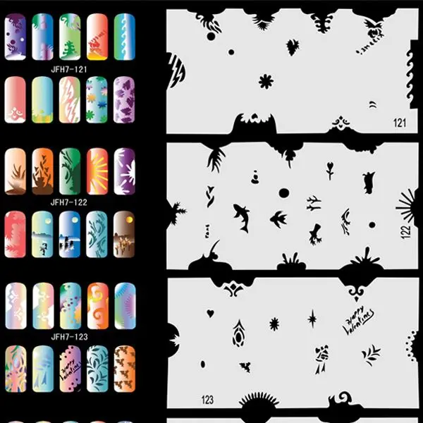 320 Design 20 Sheets Airbrush Stencils Nail Art Air Brush Mold Too Set No.7