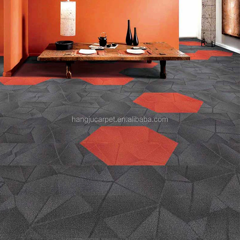 
Heavy Commercial Mulit Level Loop Pile Hexagon Carpet Tiles HUANG A05 