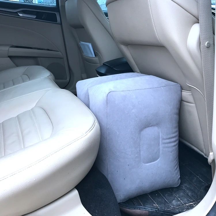 Airgoods PVC Flocking Car Travel Inflatable Foot Rest Cushion For Leg Rest
