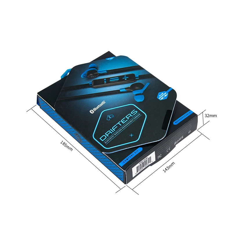 Custom Durable Paper Packaging Earphone Cardboard Display Box with plastic handle