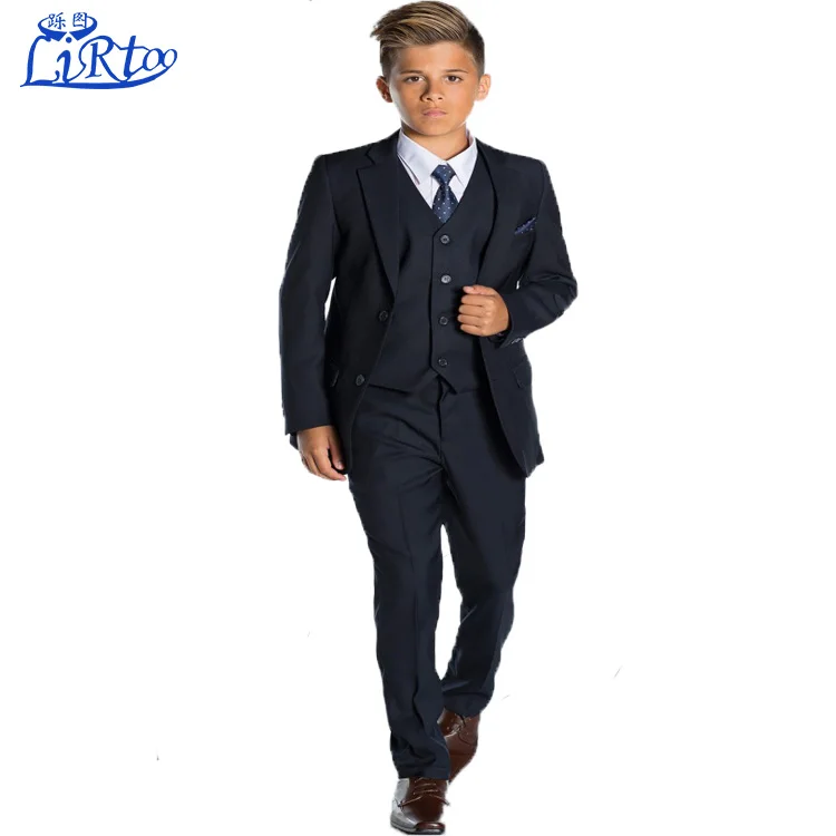 Wholesale Design boys navy wedding suit kids dress sample with suit tie wholesale