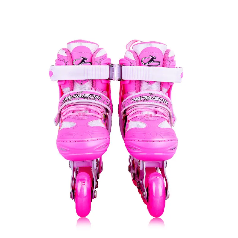 Kids pink color 4 wheels in line  adjustable push 4 yard inline skates roller skates for funny