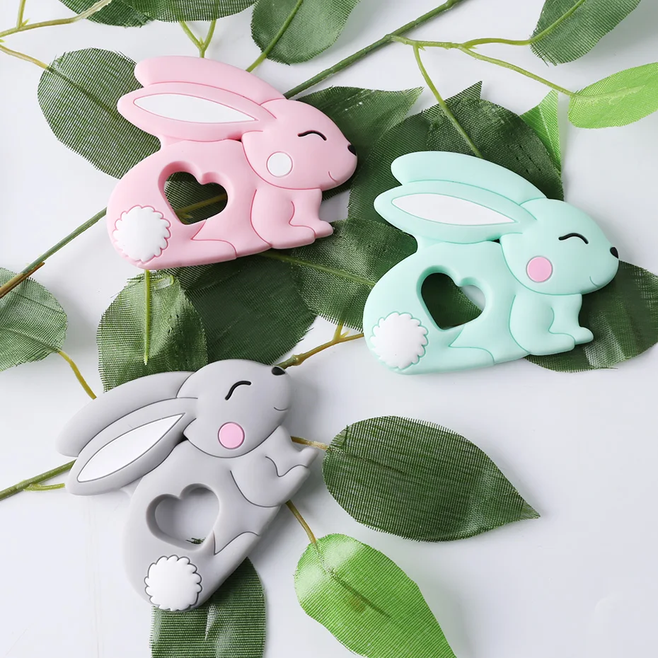 
Exclusive Design Silicone Rabbit Shape Necklace Pendant Baby Bunny Silicone Teether 