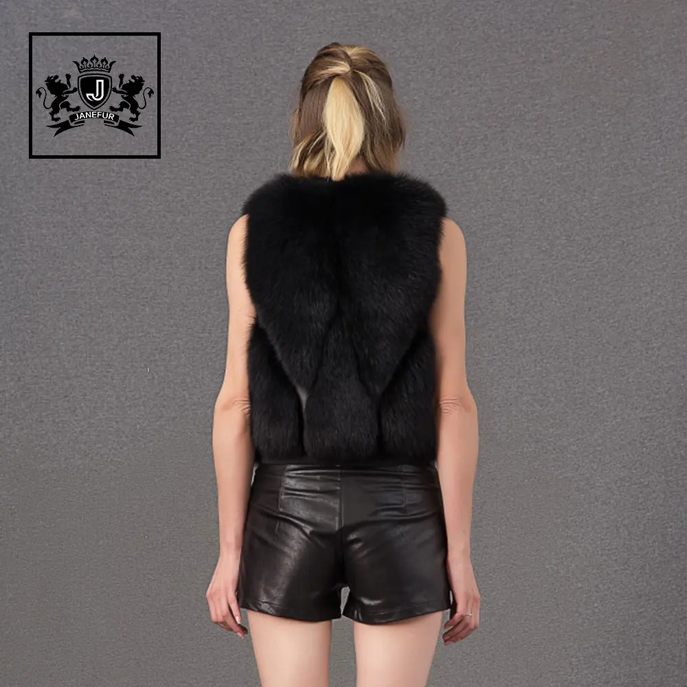 
Factory wholesale beautiful warm real fox fur vest for lady fur gilet 
