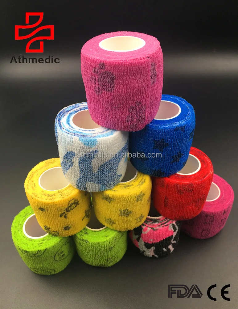 2022 Athmedic sport China self adhesive printed pet printed cohesive bandage printed vet wrap