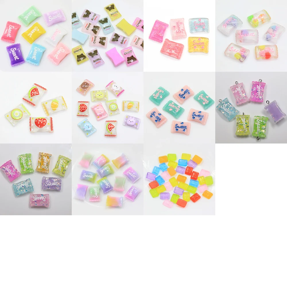 15*23 мм смолы причудливые сладкие обернутые кабошоны красочные Flatback обернутые конфеты
