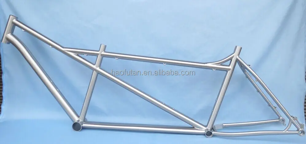 titanium bicycle tandem fat frame custom tandem fat frame with hand bush finished titanium tandem two seat frame