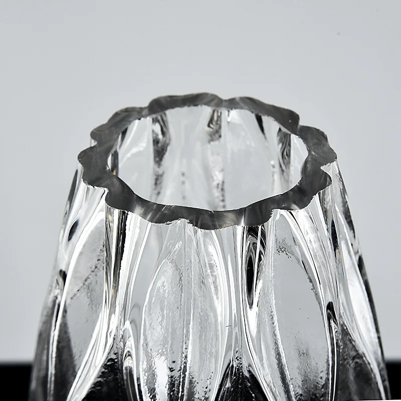 Unique Clear Glass Flower Vase, Small and Elegant Oval Bud Vase, Decorative Floral Vase for Home Decor Office Place Settings