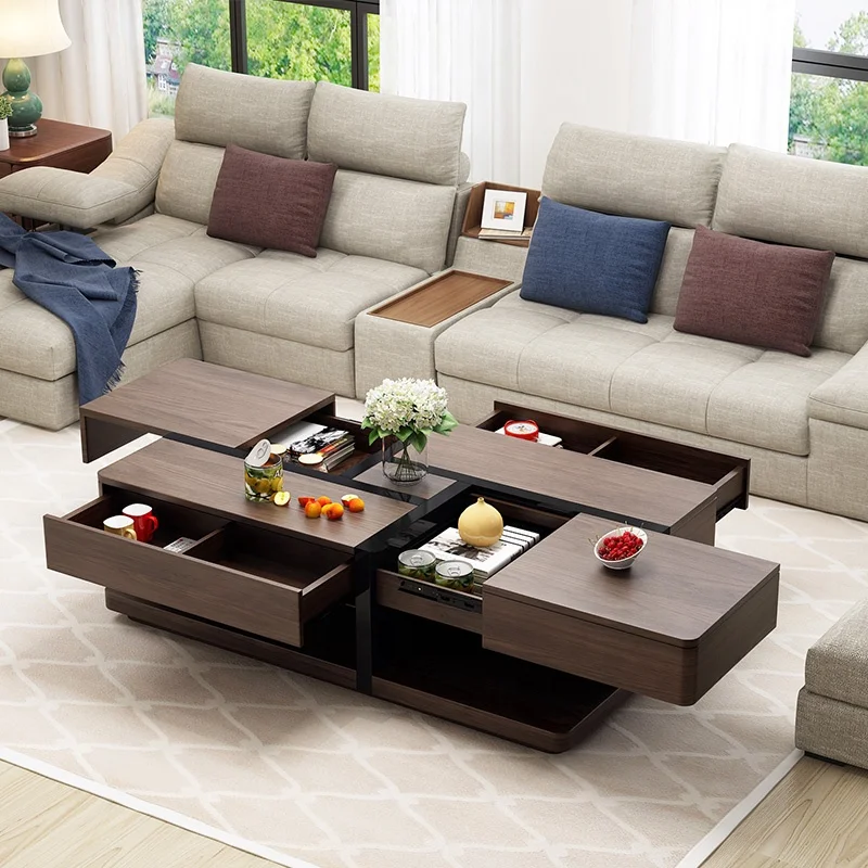 Wholesale Living Room Furniture Sets Large Capacity Storage Modern White Wood Coffee Table