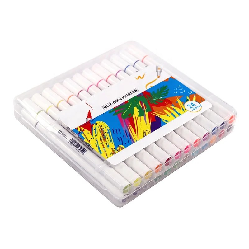 
24 Assorted colors dual tip fine art marker box 