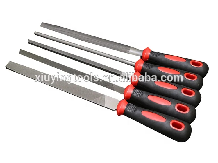 Стальной набор файлов включает в себя плоские, полукруглые, круглые, квадратные и три квадратных напильника