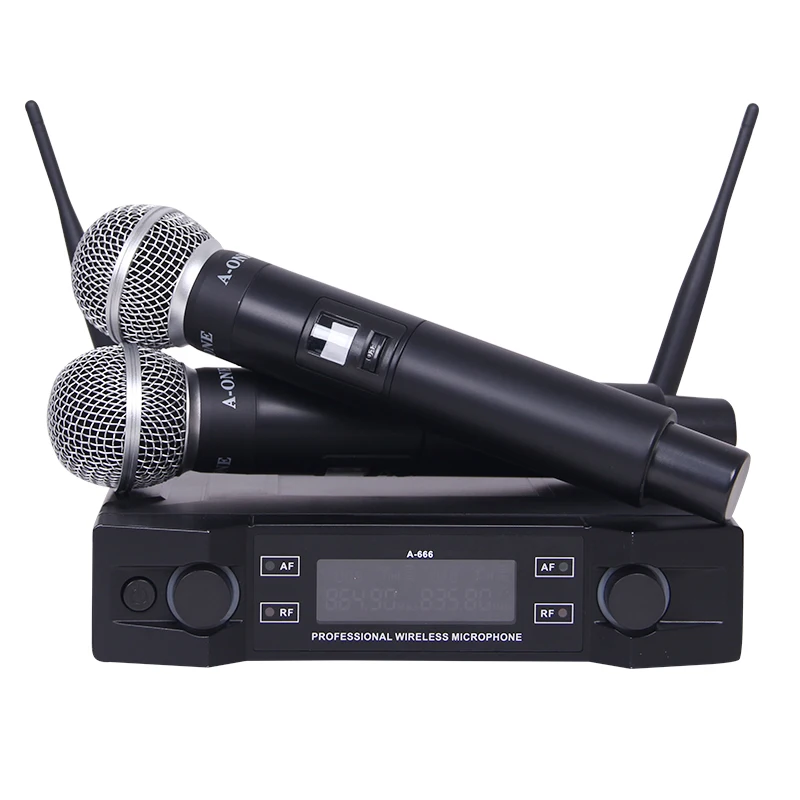 
Professional 2 Handheld Microphone UHF Frequencies Dynamic Capsule 2 channels Wireless Microphone for Karaoke System 