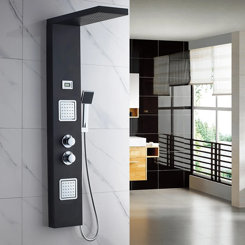 Душевая панель NOVATE с дисплеем температуры, черная Душевая система из нержавеющей стали 304