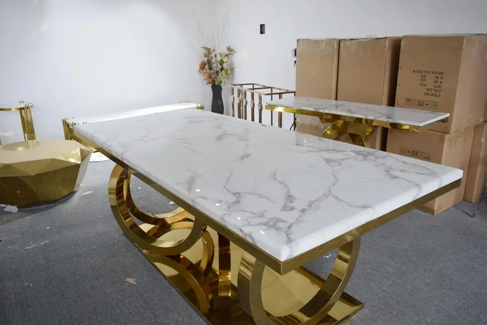 A8068  Modern gold marble dining table set