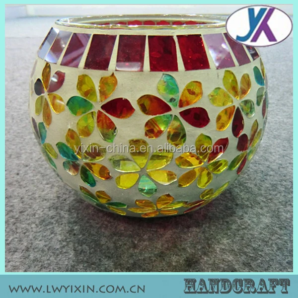 Vintage decorative mosaic crystal glitter candle holder