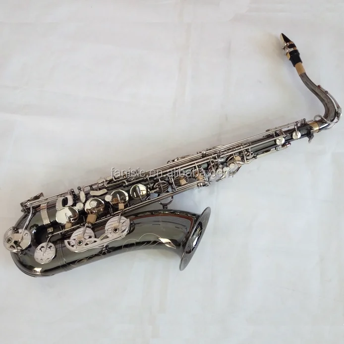 Cheap sales B tenor saxophone, surface black nickel and nickel key