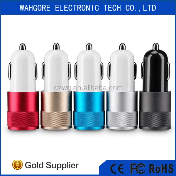 
metal 12V car charger real 2.4A+1A output usb car charger phone car charger 