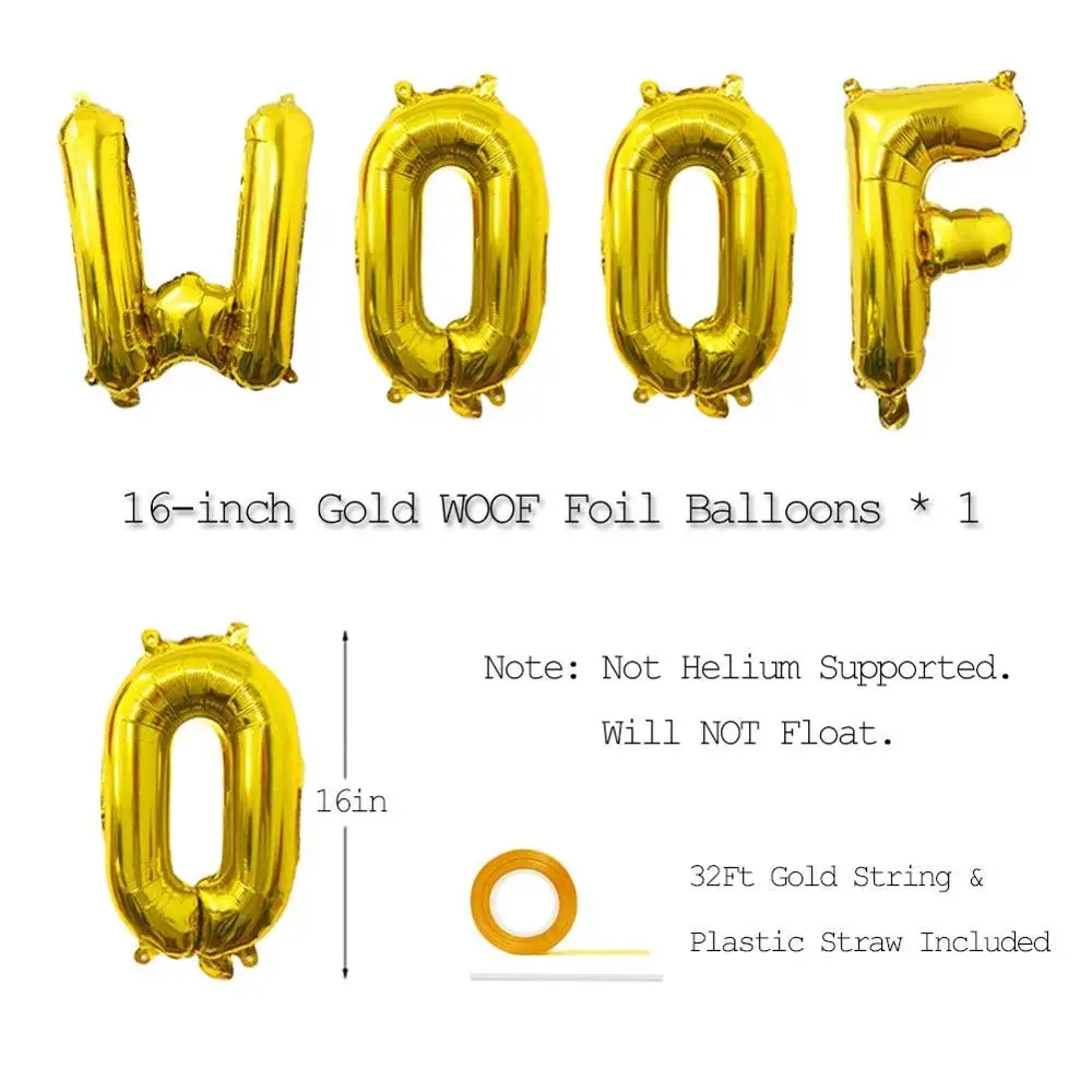 Dog Happy Birthday Party Decorations Supplies Hat and Bow Tie with WOOF Letter Banner Balloons Dog Birthday Outfit Set