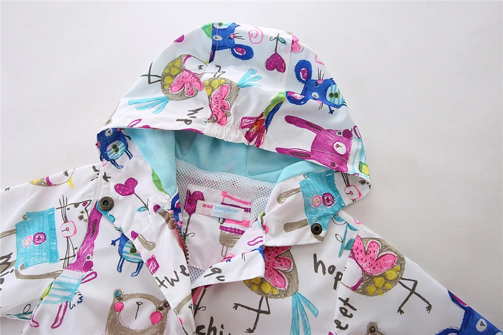 
Mudkingdom young girl print bird print sun protection windbreak waist drawstring hoodie coat 