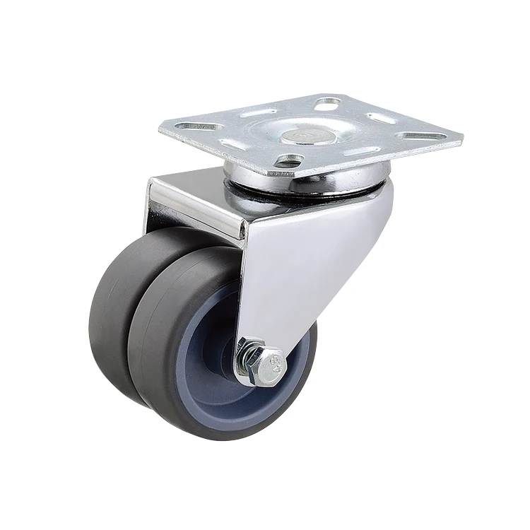 2 inch PVC caster double wheels with brake