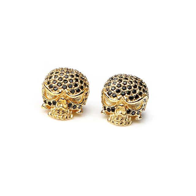 Newest unique brass CZ micro pave connector custom for jewelry making brass pave bead skull beads zircon metal beads