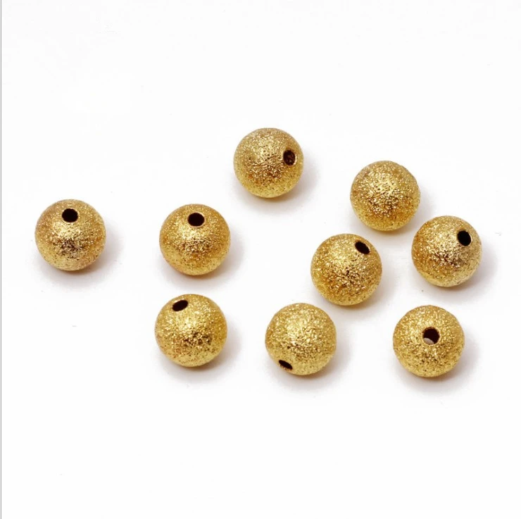 6mm 8mm Gold Silver Sand Coral Beads Metal Raw Brass Round Beads DIY Hole Beads for Jewelry Making